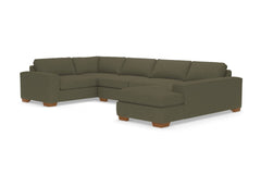 Melrose 3pc Sleeper Sectional :: Leg Finish: Pecan / Configuration: RAF - Chaise on the Right / Sleeper Option: Deluxe Innerspring Mattress
