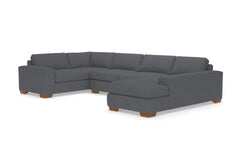 Melrose 3pc Sleeper Sectional :: Leg Finish: Pecan / Configuration: RAF - Chaise on the Right / Sleeper Option: Deluxe Innerspring Mattress
