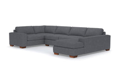 Melrose 3pc Sleeper Sectional :: Leg Finish: Pecan / Configuration: RAF - Chaise on the Right / Sleeper Option: Deluxe Innerspring Mattress