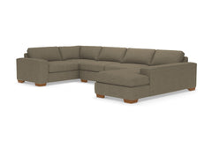 Melrose 3pc Sleeper Sectional :: Leg Finish: Pecan / Configuration: RAF - Chaise on the Right / Sleeper Option: Deluxe Innerspring Mattress