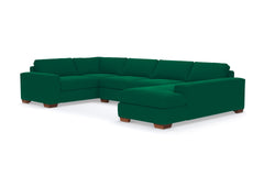 Melrose 3pc Sleeper Sectional :: Leg Finish: Pecan / Configuration: RAF - Chaise on the Right / Sleeper Option: Deluxe Innerspring Mattress