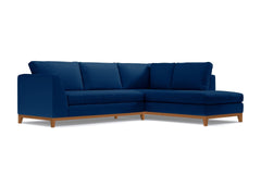 Mulholland Drive 2pc Sleeper Sectional :: Leg Finish: Pecan / Configuration: RAF - Chaise on the Right / Sleeper Option: Deluxe Innerspring Mattress