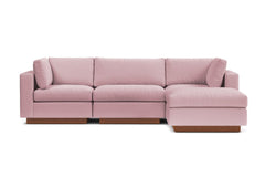 Taylor Plush 4pc Modular Chaise Sectional Sofa :: Leg Finish: Pecan