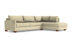 Tuxedo 2pc Sleeper Sectional :: Leg Finish: Pecan / Configuration: RAF - Chaise on the Right / Sleeper Option: Memory Foam Mattress